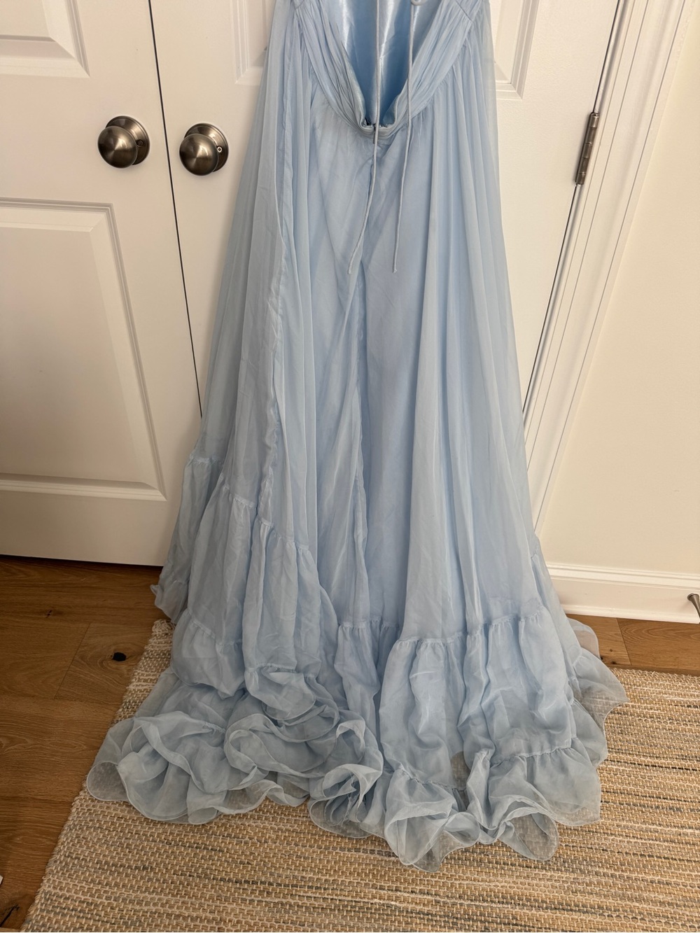Mac Duggal Ethereal Light Blue Ruffled Tulle Gown - Picture 8 of 16